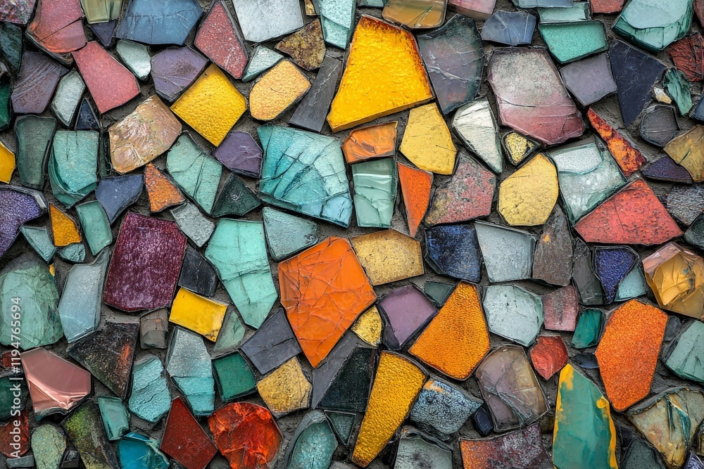 Aufkleber expressive mosaic wall art featuring an array of varied colored glass pieces, forming a captivating 