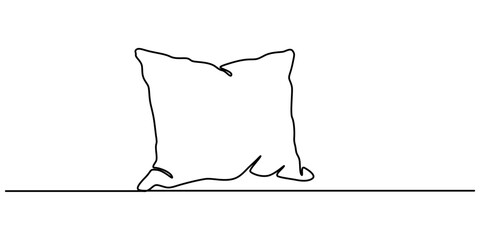 Pillow Line Icon, Outline Symbol Vector Illustration, One single line drawing of a pillow on a white background, Pillow continuous one line drawing, outline pro vector illustration.                   