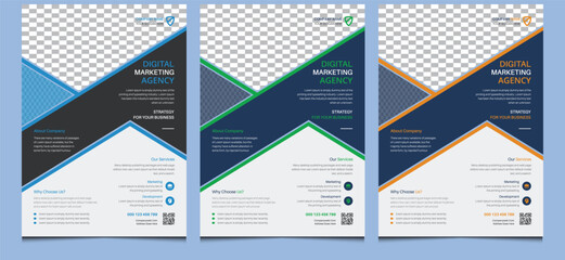 Simple clean online elegant editable creative modern corporate professional company business minimal digital marketing agency promotion trendy leaflet flyer template design.  