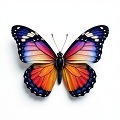 Obraz premium Colorful butterfly isolated on pure white surface, floral, white, nature