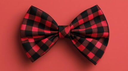A stylish buffalo bow with a contrasting solid color background, showcasing its bold red and black checkered design.