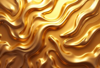 Fototapeta premium Luxurious golden liquid texture with graceful flowing patterns and reflections 