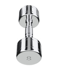 Round Chrome Dumbbell with number 8, weightlifting gym equipment top view, isolated on white background. 3D illustration