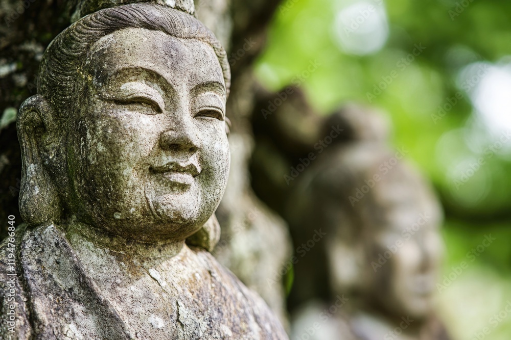 Aufkleber a close-up view of a statue situated next to a tree, perfect for use in outdoor-themed projects or a