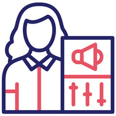 Obraz premium Sound Engineer Female vector icon illustration of Filmmaking iconset.
