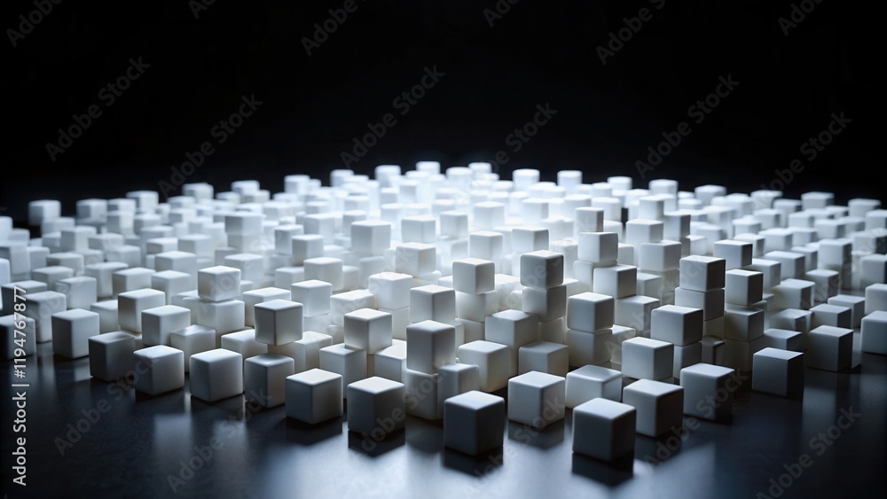 Fototapete Abstract White Cube Array A Textured Composition of Simple Shapes
