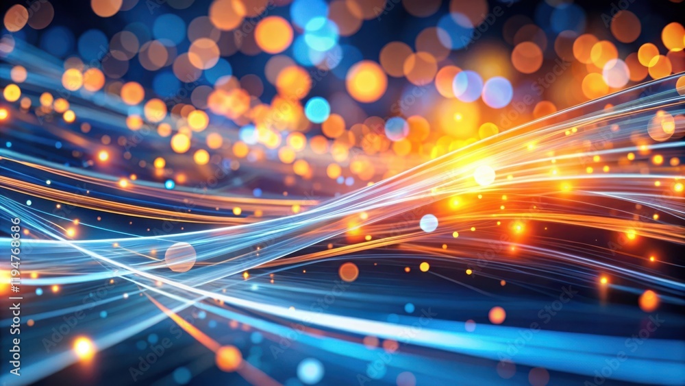 Leinwandbilder abstract flowing energy lines with glowing particles and bokeh lights