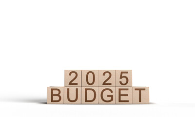 2025 budget cube block wooden text font object icon financial business strategy success investment...
