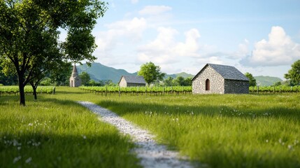 Obraz premium Serene Vineyard Landscape