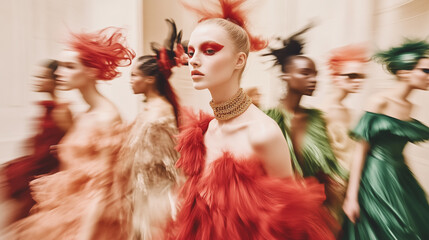Fashion Statement With Bold Colors and Dynamic Movement in High End Editorial Setting