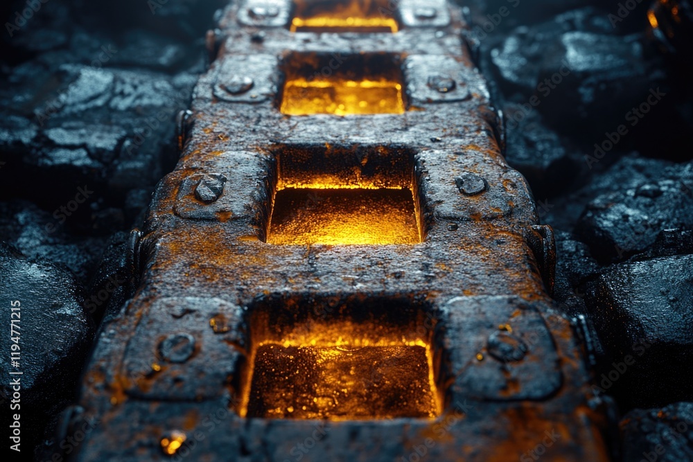 Aufkleber a detailed view of a small metal fragment with intricate details and textures