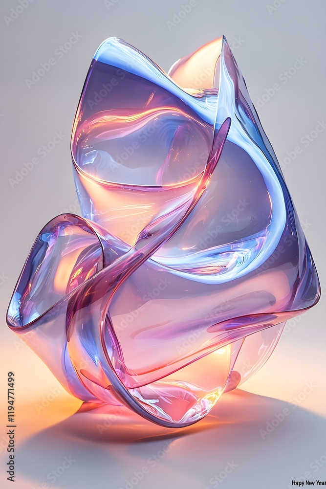 Poster elegant abstract design with vibrant translucent curves and soft lighting. generative ai
