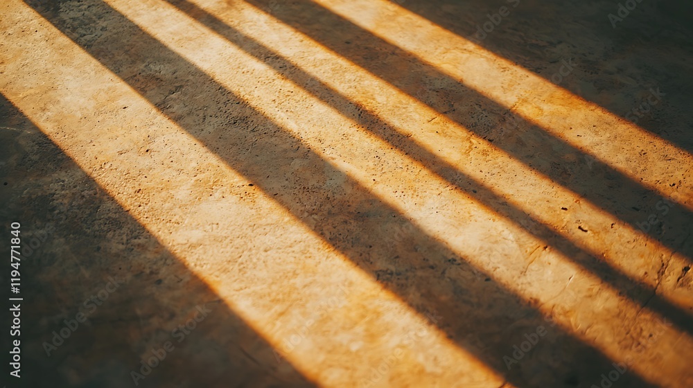 Poster soft golden shadows stretch across a textured surface, creating a warm and serene atmosphere.