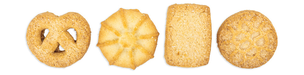 Danish shortbread cookies close-up, macro of cookies, pastries, cookies on a white background, isolate, catalog photo of food