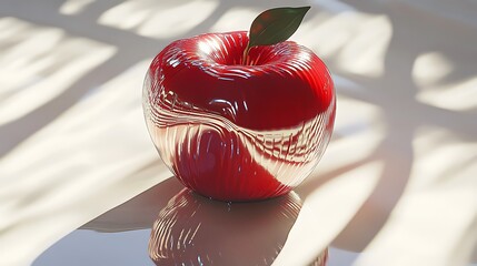 A shiny red apple with a white background
