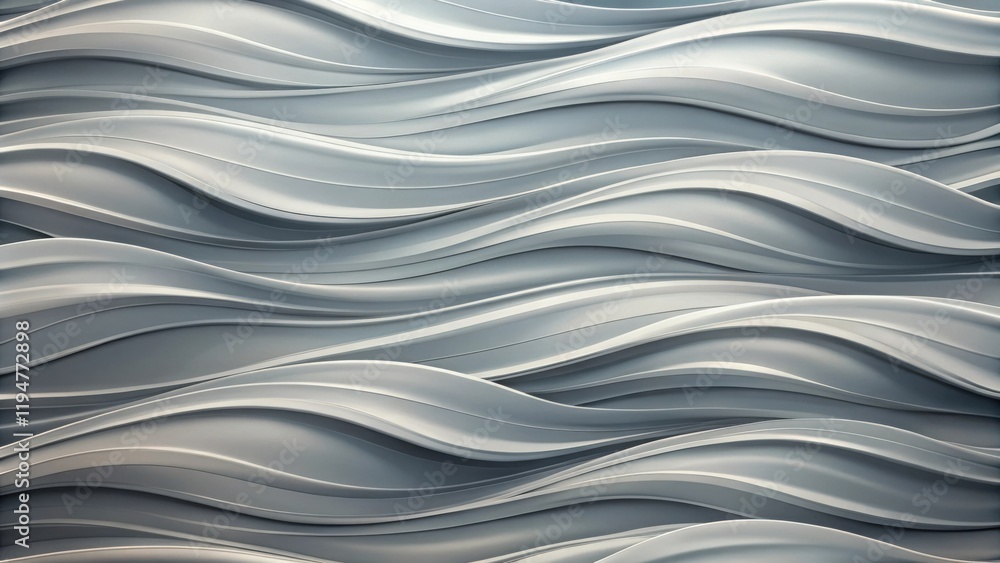 Poster Abstract Gray Wave Pattern Background Design with Smooth Curves and Subtle Light Reflections