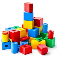 A colorful assortment of building blocks for creative play and skill development.
