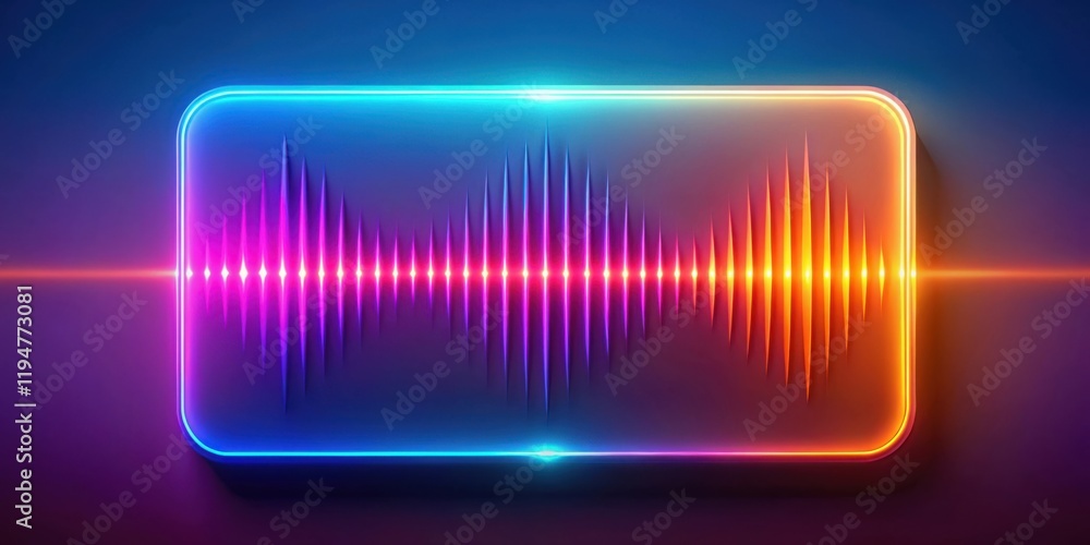Poster vibrant neon sound wave display in a modern frame