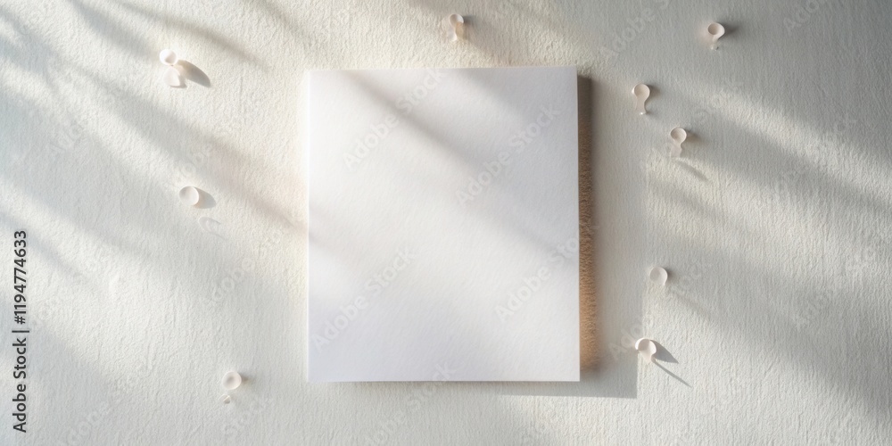 Aufkleber blank paper mockup with light and shadow effects and small white objects