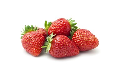 a row of strawberries with green leaves