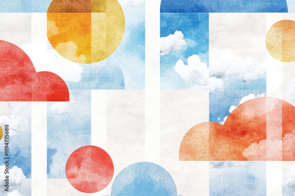 Poster whimsical cloud pattern in a pastel sky artistic design dreamy atmosphere soft shapes and floating f