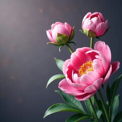 Fototapeta premium Soft peony blooms in a delicate floral corner, peonies in vase, spring blossoms,