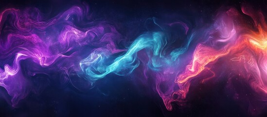 Fototapeta premium Colorful smoke swirls, dark backdrop
