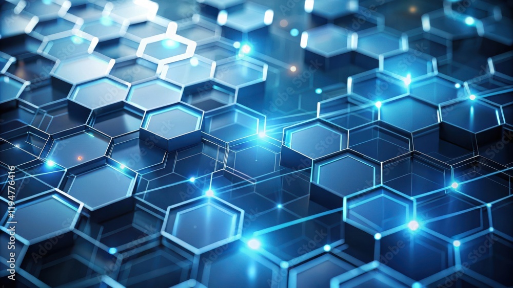 Poster abstract hexagonal network digital connections and data flow