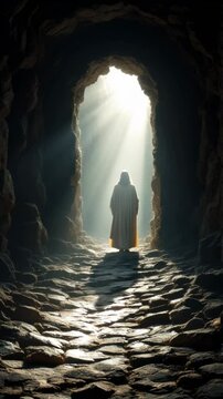Jesus Christ Walks Towards the Light in a Dark Tunnel: An Easter Story