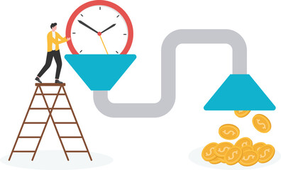 time is money, business metaphor concept, long time investment to make money, time value of money,

