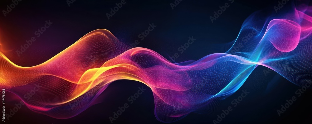 Poster abstract colorful waves, flowing textures, vibrant patterns blending smoothly, dynamic motion on a d