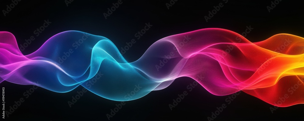 Poster abstract colorful waves, flowing textures, vibrant patterns blending smoothly, dynamic motion on a d