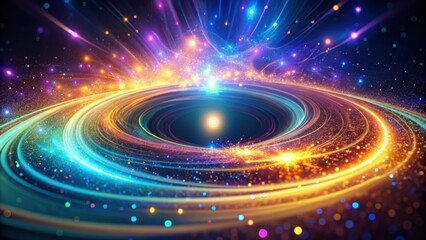 Obraz premium Cosmic Swirl A vibrant nebula with swirling energy and radiant lights, showcasing a celestial spectacle of color and light