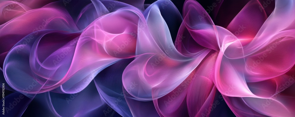 Aufkleber abstract digital art with vibrant colors, featuring flowing patterns of light in shades of pink and 