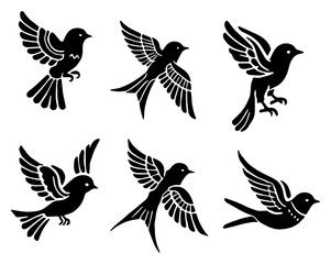 Birds Silhouette Design for Nature, Wildlife, Freedom Flat Vector Illustration