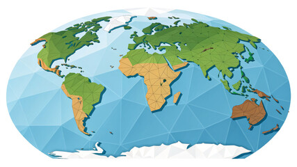 Low Poly World Map, Global Illustration, Isolated on White Background, Global, Map, Polygonal