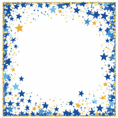 Colorful star frame with blue and gold accents for celebrations and special occasions. Generative AI