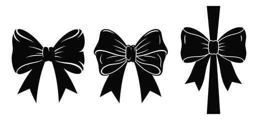 Decorative Bow Silhouette Set vector with white background 