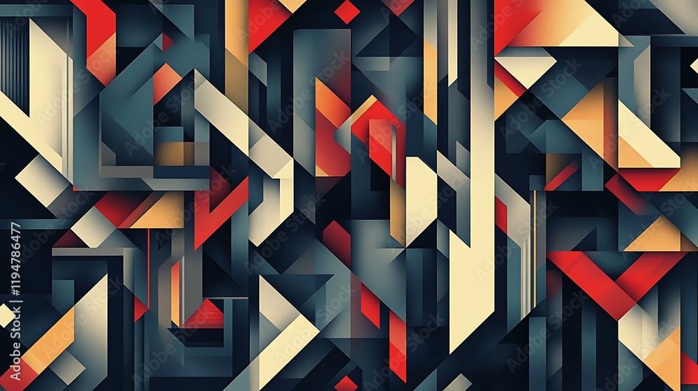 Aufkleber abstract digital artwork featuring a vibrant interplay of geometric shapes and colors. bold lines an