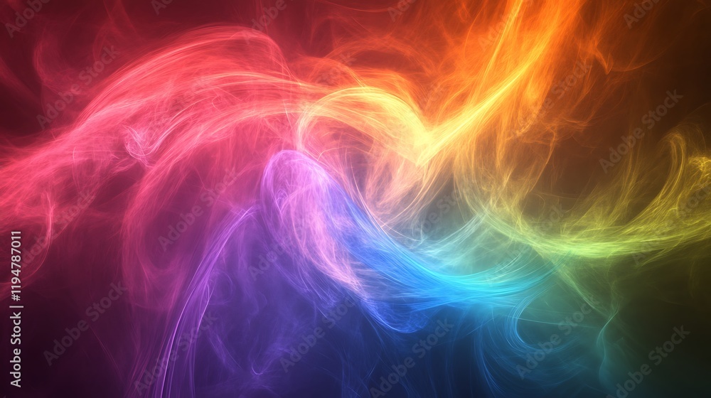 Poster abstract image featuring swirling vibrant rainbow colors, creating a dynamic and energetic visual ex