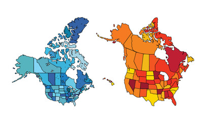 Map of North America, isolated on white background. Vector EPS.10