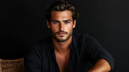 Obraz premium Captivating portrait of a stylish man studio setting fashion photography