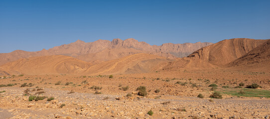 Fototapeta premium Arid landscape of the Sahara desert in eastern Morocco