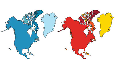 Map of North America, isolated on white background. Vector EPS.10