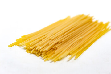 raw spaghetti isolated on white background