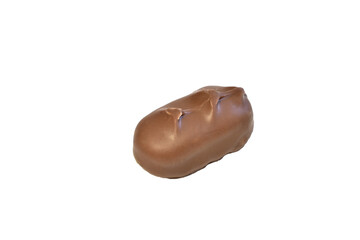 Chocolate candies with filling lie on PNG background.