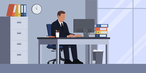 Efficient businessman working in the office