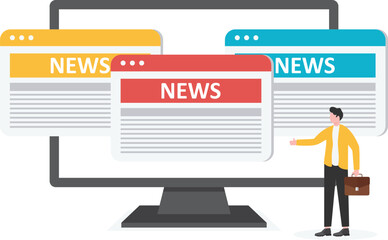 Man holding a phone and reading world news online.

