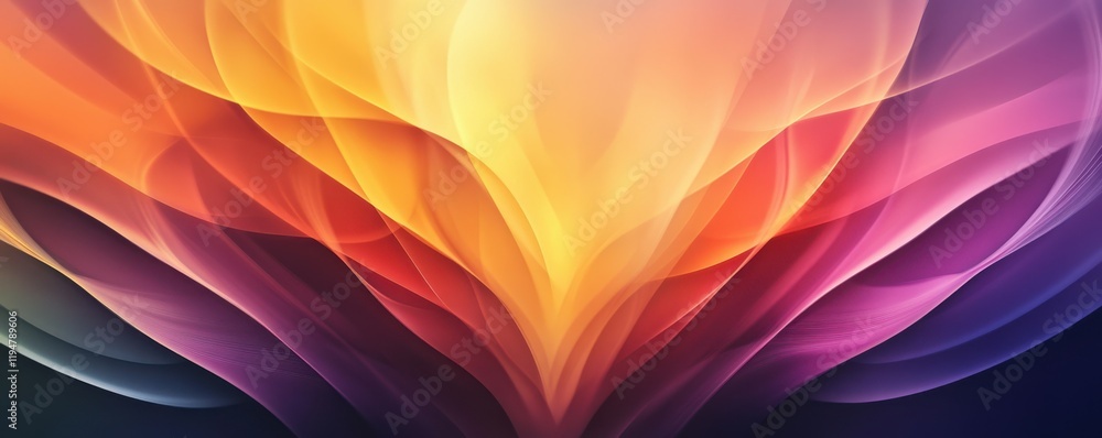Aufkleber abstract gradient waves: layered, wavy shapes in gradient hues forming a dynamic, engaging visual st