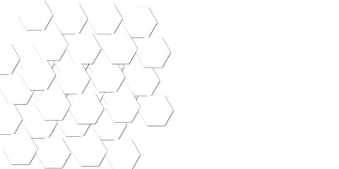 Geometric technology white hexagon background. Abstract vector illustration Science technology and medical concept hexagon on transparent background.